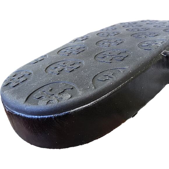 Tory Burch Black Nappa Leather Miller's Cloud Flip Flops Sandals Modern Prep 10 - Picture 7 of 11